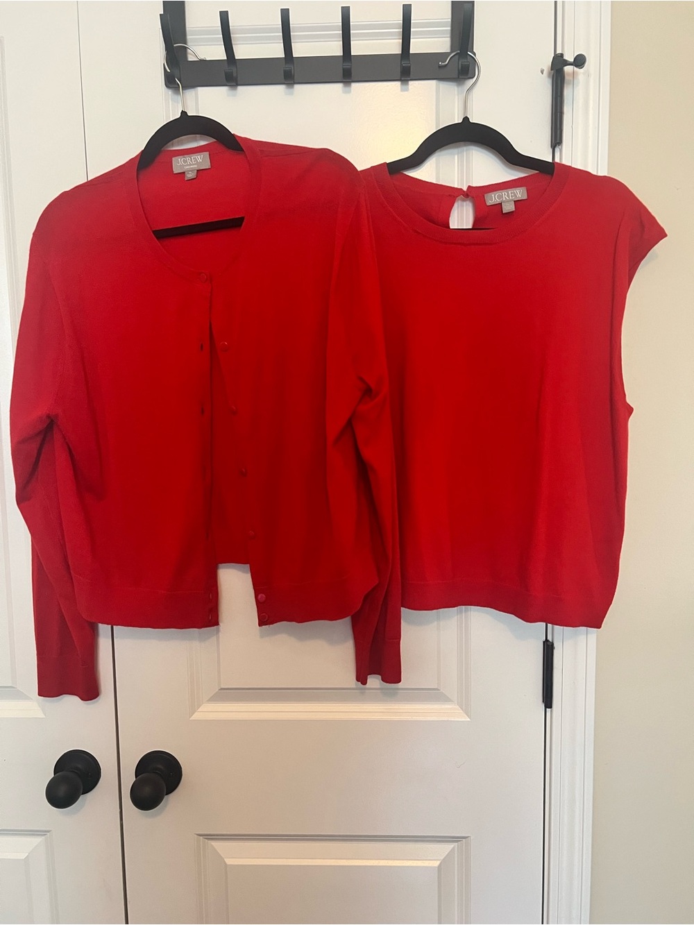 J.Crew Cashmere Red Cardigan & Sweater Twinset XL XXL 2 Piece